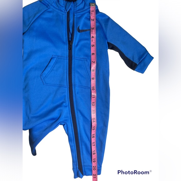 Nike Dri-Fit Infant One Piece Hooded Outfit 6M Blue Zip Up Fleece Lined - Picture 10 of 11
